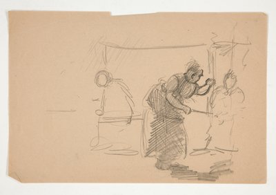 Illustrazione non identificata - Studio di cucina con figura da Edwin Austin Abbey