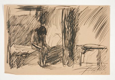 Illustrazione non identificata - Studio di una persona in prigione da Edwin Austin Abbey