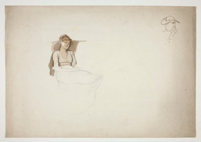 Donna seduta su una sedia, dormendo da Edwin Austin Abbey