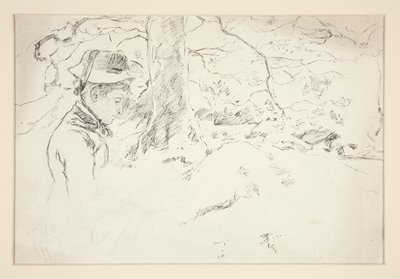 Donna seduta in giardino - illustrazione non identificata da Edwin Austin Abbey
