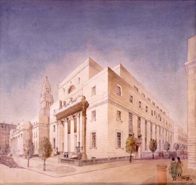 Elevazione della Biblioteca Pubblica, Marylebone Road, Londra da Edwin Cooper