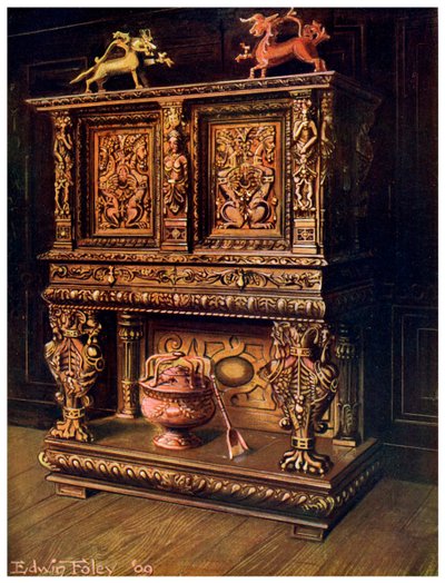 Credenza scolpita di Bourgouignon, 1910 da Edwin Foley