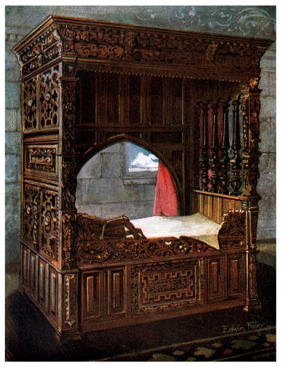 Letto intagliato in quercia di Jeanne d