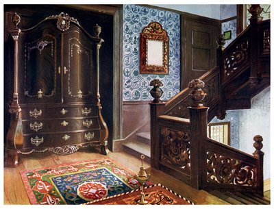 Armadio bombato in noce intagliato con montature cesellate, 1910 da Edwin Foley