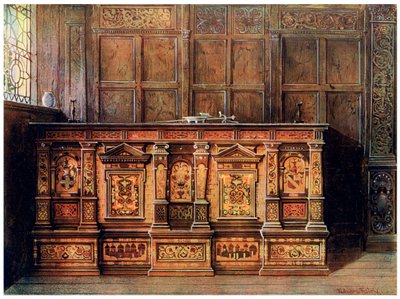 Cassapanca intarsiata, 1910 da Edwin Foley