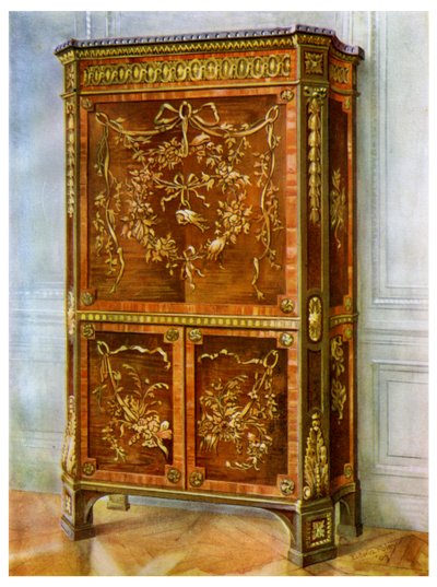Secrétaire in legno intarsiato con montature in bronzo dorato, francese, 1911-1912 da Edwin Foley