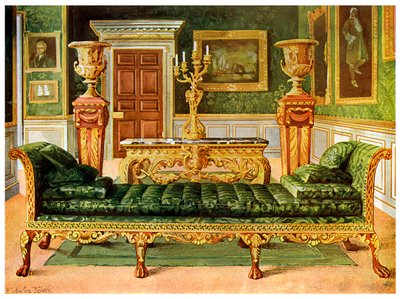 Suite georgiana in mogano e dorato, Longford Castle, Wiltshire, 1911-1912 da Edwin Foley