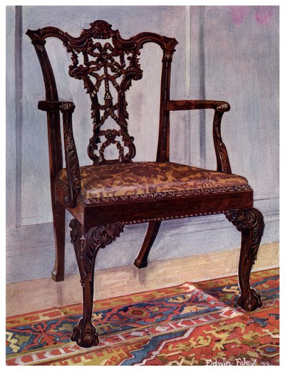 Poltrona in mogano, stile Chippendale, 1911-1912 da Edwin Foley