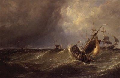 Una barca da pesca olandese che entra nel porto di Calais da Edwin Hayes