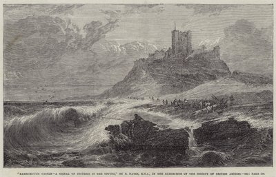 Castello di Bamborough, un segnale di pericolo al largo da Edwin Hayes