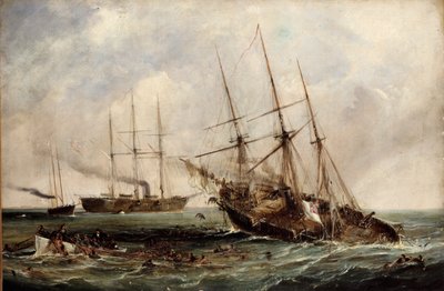 Distruzione del piroscafo confederato Alabama da parte della corazzata statunitense Kearsarge, 19 giugno 1864 da Edwin Hayes