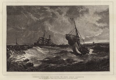 Pesca, pescherecci che tornano al porto, Great Yarmouth da Edwin Hayes