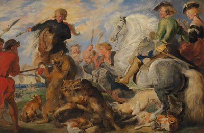 Copia della Caccia al lupo e alla volpe di Rubens da Edwin Landseer