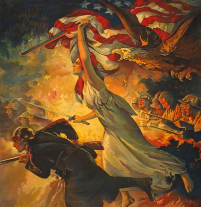 Dettaglio da Carry On! Compra Liberty Bonds al massimo, pubblicato c.1918 da Edwin Howland Blashfield