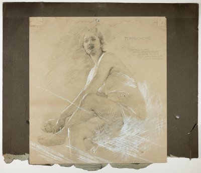 Terpsichore (recto), e figura femminile danzante (verso), studi murali per il soffitto della sala da disegno, residenza di Collis P. Huntington, ora Yale University Art Gallery da Edwin Howland Blashfield
