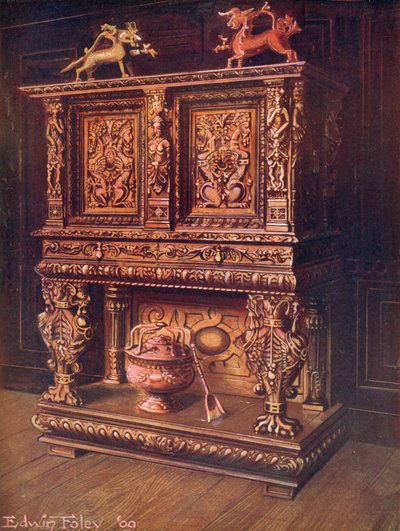 Credenza borgognona scolpita da Edwin John Foley