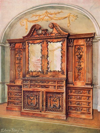 Libreria chiusa intagliata in mogano - Stile Chippendale - Influenza francese da Edwin John Foley