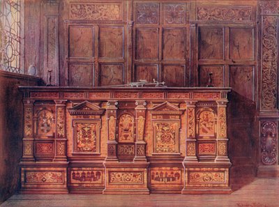 Cassapanca intarsiata da Edwin John Foley