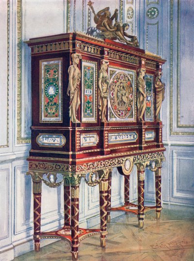 Cabinet di gioielli della regina Maria Antonietta: di mogano, dorato, intarsiato, scolpito e con placche dipinte da Edwin John Foley