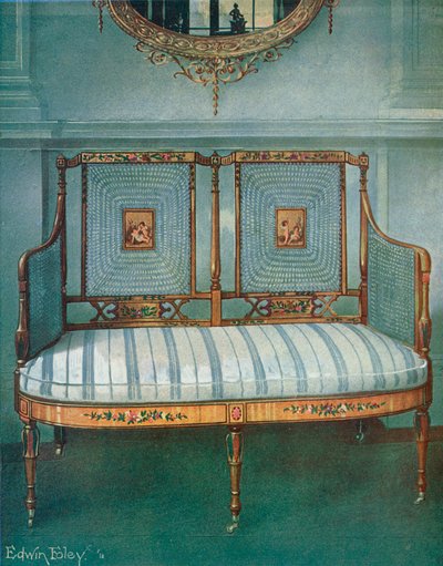 Divano in satinwood dipinto da Edwin John Foley