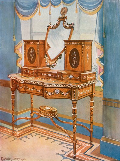Tavolo da toeletta in legno di satin con medaglioni da Edwin John Foley