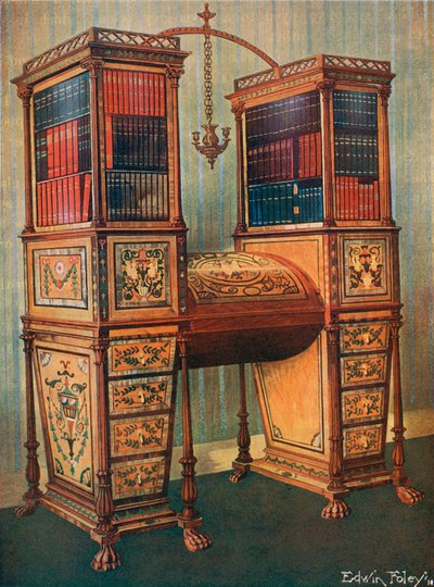 Il doppio secretaire e libreria intarsiato delle sorelle--Sheraton da Edwin John Foley