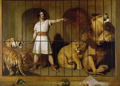 Ritratto di Mr Van Amburgh come appariva con i suoi animali al London Theatre, 1847 da Edwin Landseer