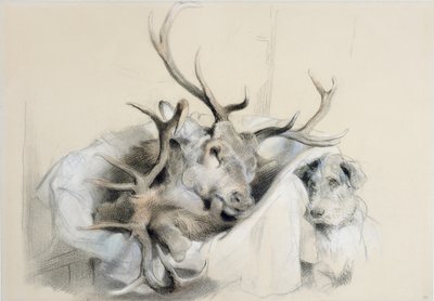 Teste di Cervi e Cane, 1857 da Edwin Landseer