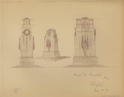 Schizzo n. 1 per il Cenotafio, Whitehall, Westminster, Londra da Edwin Landseer Lutyens
