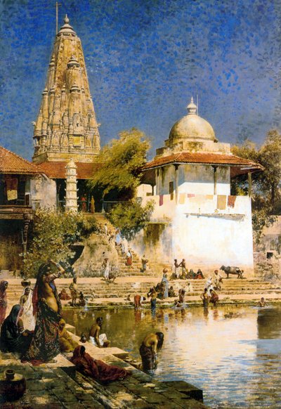 Serbatoio di Banganga e Tempio di Walkeshwar a Bombay, 1890 da Edwin Lord Weeks