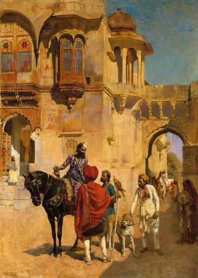 Partenza per la caccia nel cortile di un palazzo di Jodhpore, c.1898-1900 da Edwin Lord Weeks