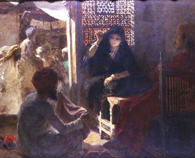 Selezione di stoffe al bazar da Edwin Lord Weeks