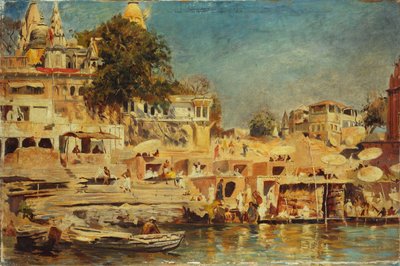 Veduta dei ghat a Benares, 1873 da Edwin Lord Weeks