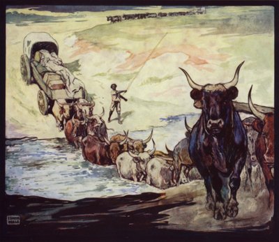 Buoi che attraversano il fiume in Sud Africa da Edwin Noble