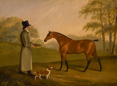Un cavallo in un paesaggio con il groom, David, Bennet (c.1805) da Edwin W. Cooper