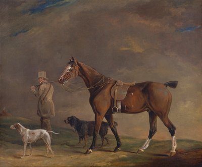 Un Cacciatore con Pony da Caccia e Cani da Caccia da Edwin W. Cooper of Beccles