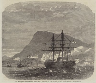HMS Bulldog in Conflitto con la Flottiglia e i Forti a Capo Haitien, sulla Costa di Haiti da Edwin Weedon