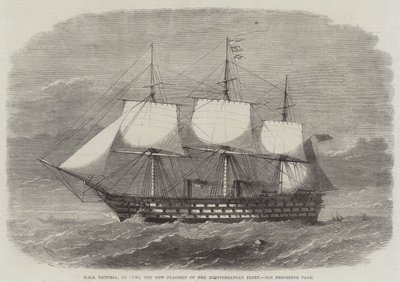 HMS Victoria, 102 cannoni, la nuova nave ammiraglia della flotta del Mediterraneo da Edwin Weedon