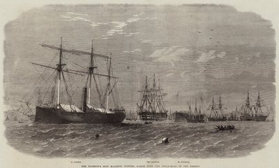 La nave di Sua Maestà Majestic che sorveglia i Steam-Rams nel Mersey da Edwin Weedon