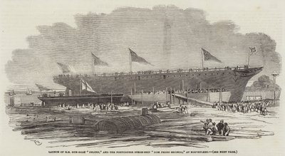 Varo della cannoniera HM Pelter e della nave a vapore portoghese Dom Pedro Secondo, a Northfleet da Edwin Weedon