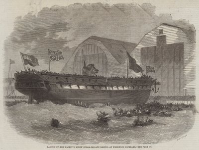Varo della fregata a vapore a vite di Sua Maestà Bristol al cantiere navale di Woolwich da Edwin Weedon