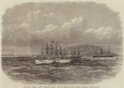 La Great Eastern lascia il porto di Portland con il cavo telegrafico sottomarino indiano britannico da Edwin Weedon