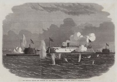 La Fregata Corazzata New Ironsides e Due Batterie Ericsson in Azione a Charleston da Edwin Weedon