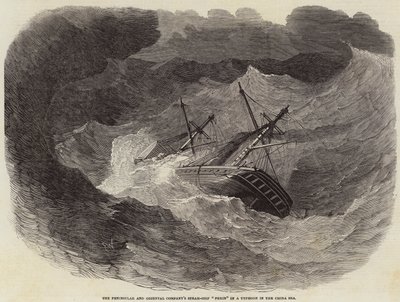 La nave a vapore Pekin della Peninsular and Oriental Company in un tifone nel Mar Cinese da Edwin Weedon
