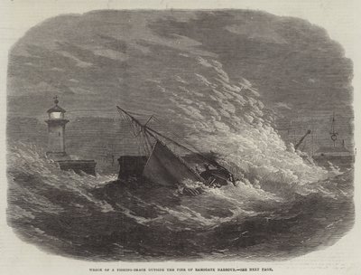 Naufragio di una barca da pesca fuori dal molo del porto di Ramsgate da Edwin Weedon