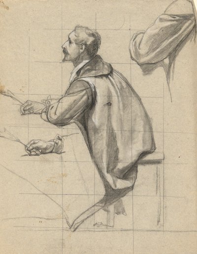 Uomo, schizzo per la firma del Patto nella cabina del Mayflower da Edwin White