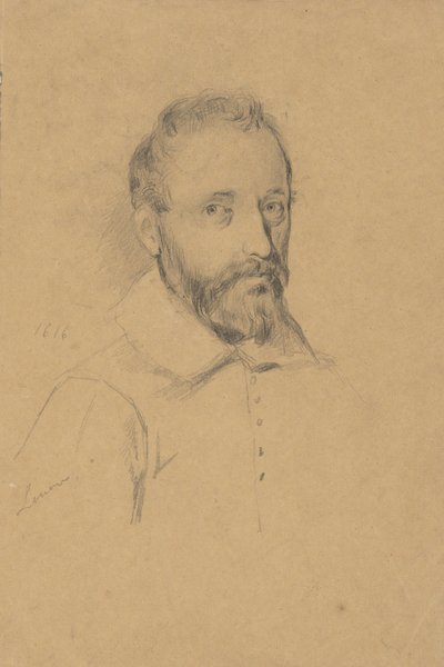 Ritratto di un uomo non identificato, bozzetto per la firma del patto nella cabina del Mayflower da Edwin White