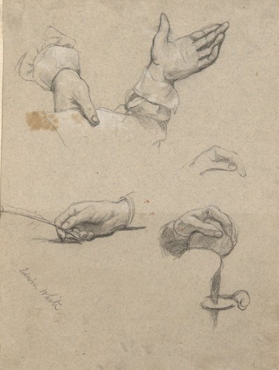 Studio delle mani, schizzo per La firma del patto nella cabina del Mayflower da Edwin White
