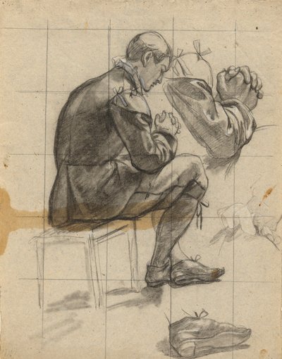 Figura non identificata, bozzetto per la Firma del Patto nella Cabina del Mayflower da Edwin White