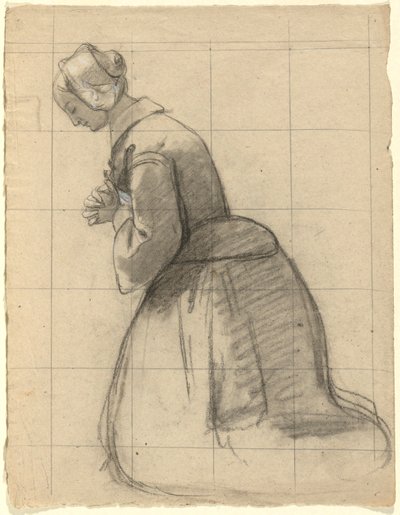 Donna che prega, bozzetto per la firma del Patto nella cabina del Mayflower da Edwin White
